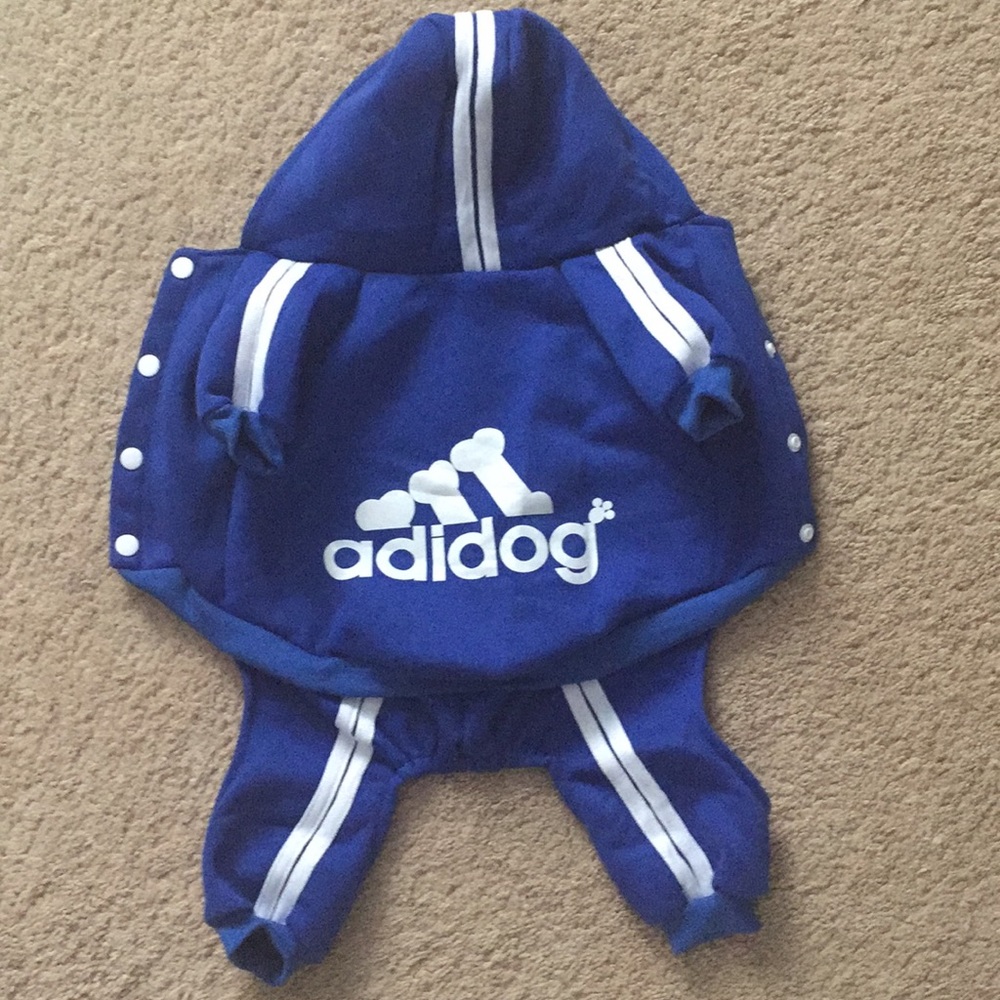 Adidas look a like jumpsuit for dog